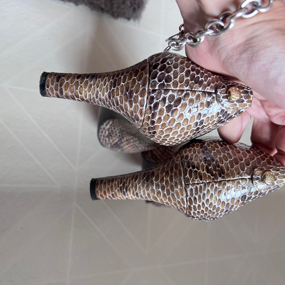 Stuart Weitzman Peep Toe Snake Pumps - Picture 3 of 10